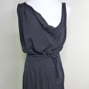 Gary Graham black silk tie waist dress